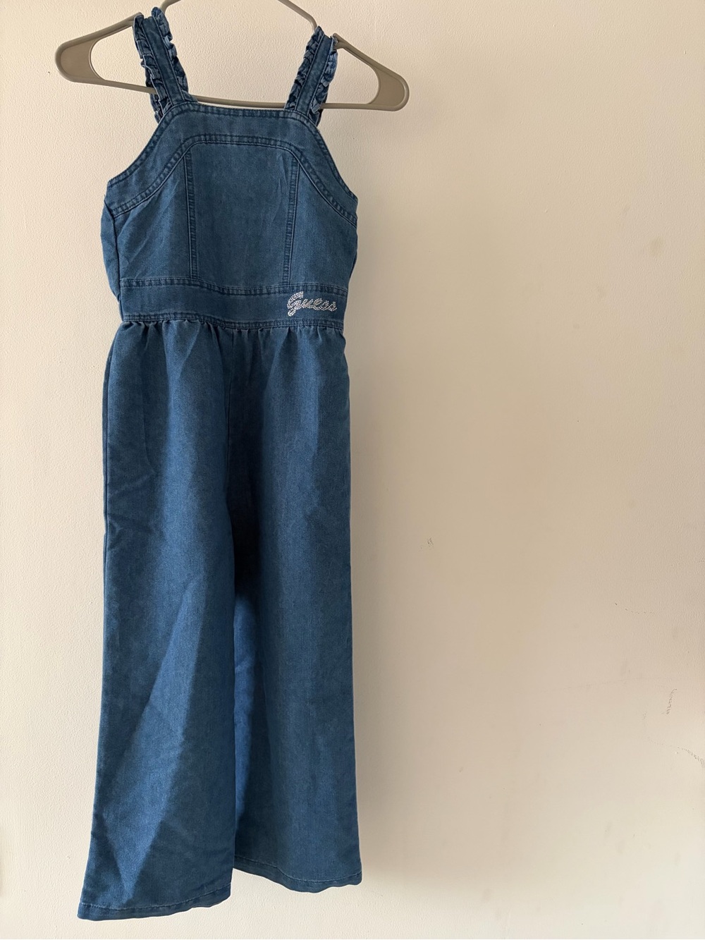 Guess Dark Blue Denim Overalls with Ruffled Straps